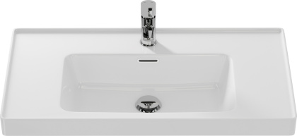 Прямоугольная тонкостенная мебельная раковина CREA с отверстием под смеситель, размером 80 см.