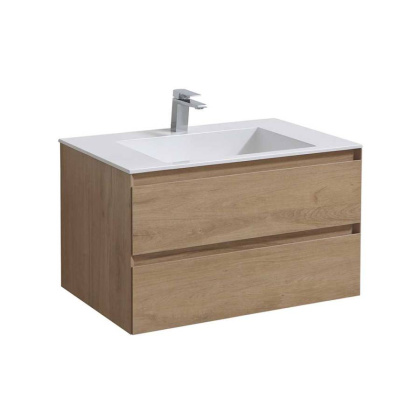 База под раковину Luka 800 подвесная, 2 выкатных ящика soft-close, N.Oak