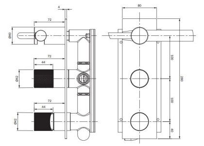 Смеситель для душа скрытого монтажа OMNIRES CONTOUR CT8035_1AT (антрацит) Смеситель для душа скрытого монтажа OMNIRES CONTOUR CT8035_1AT (антрацит)