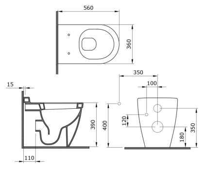 Чаша приставного унитаза Bocchi Venezia 1301-001-0129 белая