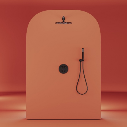 Душевой комплект SANCOS Link встраиваемый, c термостатическим смесителем, цвет черный матовый, арт. SC3005MB