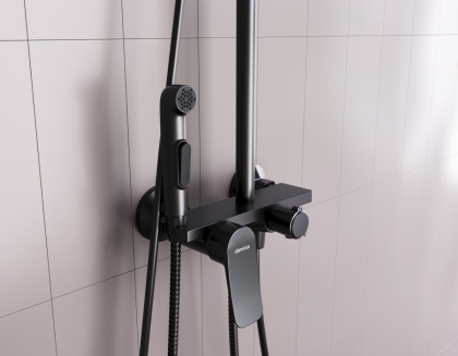 DX220920300_xxx Apollo, душевая система со смесителем-полкой: верхний душ 230*230мм, ручной душ