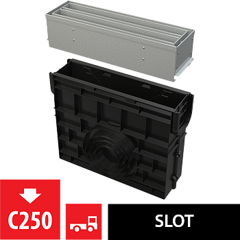 Пескоуловитель для дренажного канала с щелевой симметричной сервисной надставкой 100 мм, оцинкованная сталь 