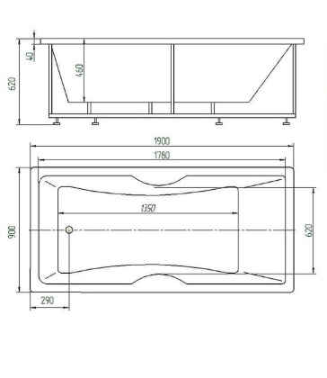 Акриловая ванна Акватек Феникс 190х90 FEN190-0000079 Акриловая ванна Акватек Феникс 190х90 FEN190-0000079
