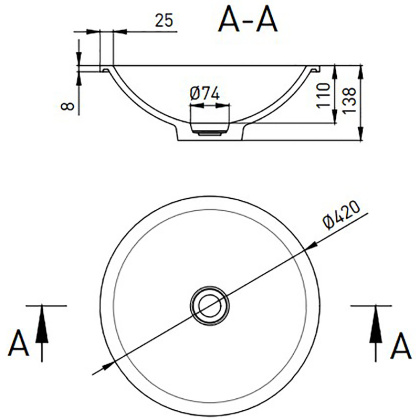 Раковина Salini MAREA 05 1802205M S-Stone полувстраиваемая, матовая