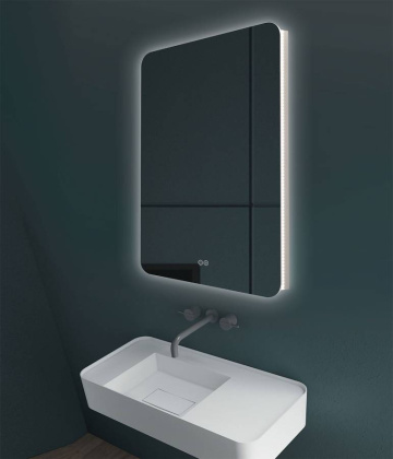 Зеркало LED VLM-3BE600-2 600х800 c сенсорным выключателем и диммером, антизапотевание