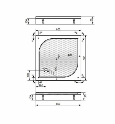 Экран для поддона "Гамма" 800х800 стеклопластиковый