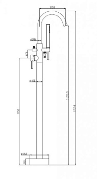 NOVA Напольный смеситель для ванны, нержавеющая сталь, исполнение сатин NOV-FMT-IN