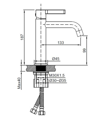 Смеситель для раковины Villa VBF-1VL1MB однорычажный, черный