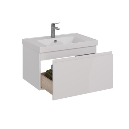 Тумба Lemark VEON MINI 70см под 1 раковину, подвесная,1 ящик, цвет корпуса, фасада: Белый глянец