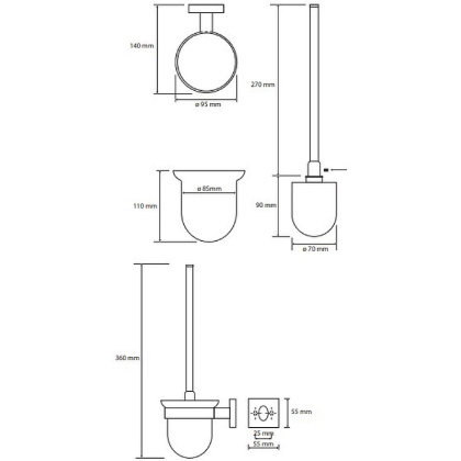 Ёршик, подвесной (стекло), щётка черная