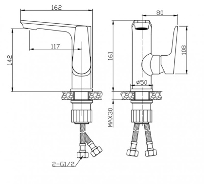 ANCONA Смеситель для раковины без донного клапана, хром ANCONA-LVM-CRM ANCONA Смеситель для раковины без донного клапана, хром ANCONA-LVM-CRM