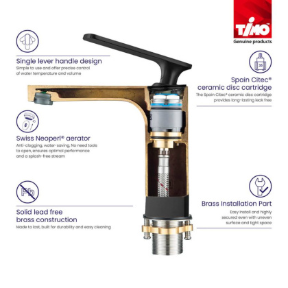 Смеситель Timo Torne 4360/03G для раковины с гигиеническим душем черный