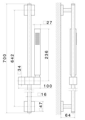 Душевая стойка FUTURA без выхода для подачи воды, хром