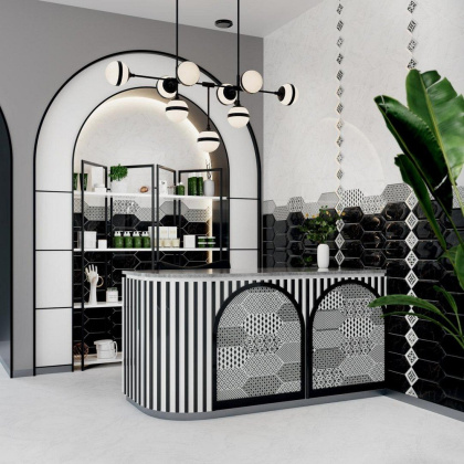 Декор 2 HGD\A481\35006 Келуш Черный/Белый (34см*14см*6,9мм) (10шт/0,476м2) Орнамент, шт