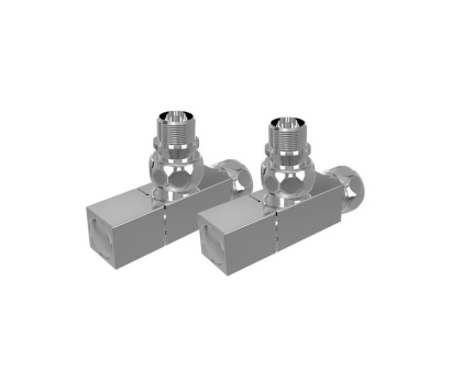 Комплект фитингов для нижнего подключения водяных полотенцесушителей типа лесенка Aquatek ( вентиль квадрат г/ш 3/4х1/2 - 2 шт + эксцентрик 3/4х1/2 - 2 шт + отражатель 3/4 - 2 шт), цвет хром