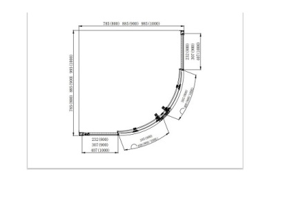 AQ ARI RO 09020BL Душевой уголок 1/4 круга, двери раздвижные 900x900x2000, профиль черный, стекло прозрачное AQ ARI RO 09020BL Душевой уголок 1/4 круга, двери раздвижные 900x900x2000, профиль черный, стекло прозрачное