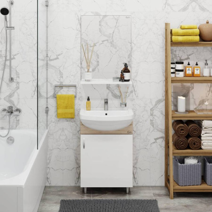 Тумба Onika Эко 52 напольная, белая/дуб сонома (ум. Акватон 52)