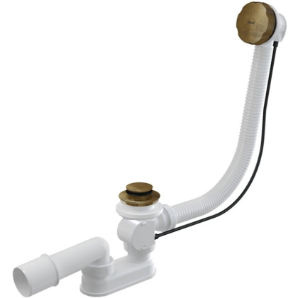 Сифон для ванны автомат комплект, бронза-антик