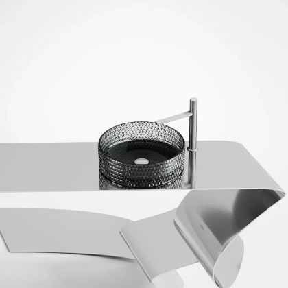 Умывальник чаша накладная круглая (цвет черный) Cristal 360*360*112мм