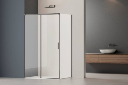Душевой уголок Soft 2 VSR-3SO28010CLGM, 1000*800, вороненая сталь, стекло прозрачное