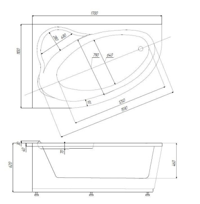 Акриловая ванна Aquatek Фиджи 170х110 см FID170-0000003, белый Акриловая ванна Aquatek Фиджи 170х110 см FID170-0000003, белый