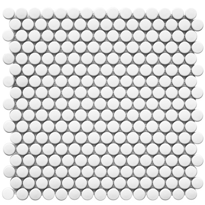 Керамическая мозаика, Penny Round White Matt, Shapes Керамическая мозаика, Penny Round White Matt, Shapes