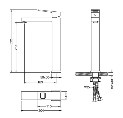 Смеситель Timo Briana 7111/03F высокий, черный