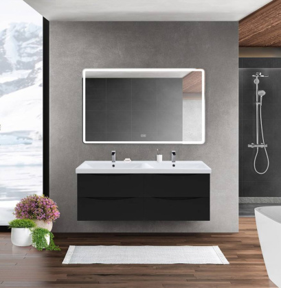 Тумба с раковиной на две чаши четырьмя ящиками подвесная BelBagno MARINO-CER 120 Bianco Lucido , раковина белая Тумба с раковиной на две чаши четырьмя ящиками подвесная BelBagno MARINO-CER 120 Bianco Lucido , раковина белая