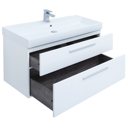 Тумба под раковину Aquanet Nova 100 белый глянец