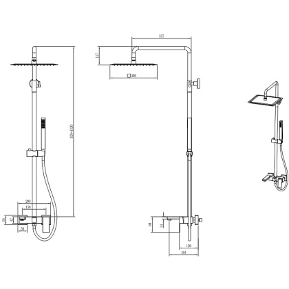 Стойка для душа QUBIC Shine Gun Metal
