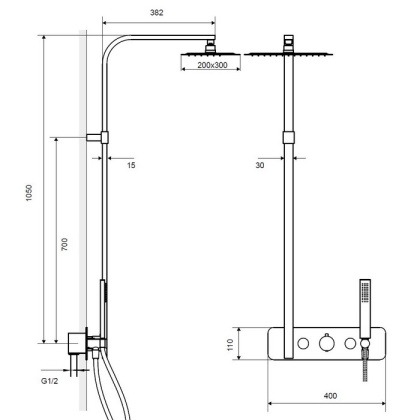 Термостатическая душевая система скрытого монтажа EXCELLENT Rain Krotos AREX.8081CR (хром)