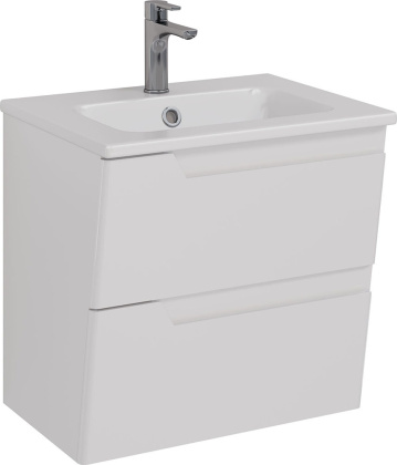 Тумба Lemark MIANO 60см под 1 раковину, подвесная, 2 ящика, цвет корпуса, фасада: Белый глянец