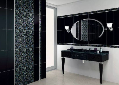 Плитка настенная 7095T Городские цветы чёрный  20*50 (12шт/1,2м2), м2