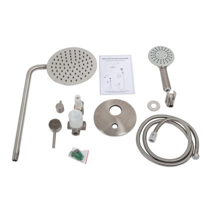 ETNA-SET-DDS-IN Душевой комплект со встраиваемым смесителем с переключателем, верхним душем 250 мм, ручным душем, исполнение сатин