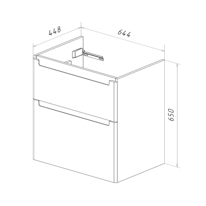 Тумба Lemark BUNO 70см под 1 раковину, подвесная/напольная, 2 ящика, цвет корпуса, фасада: Белый глянец