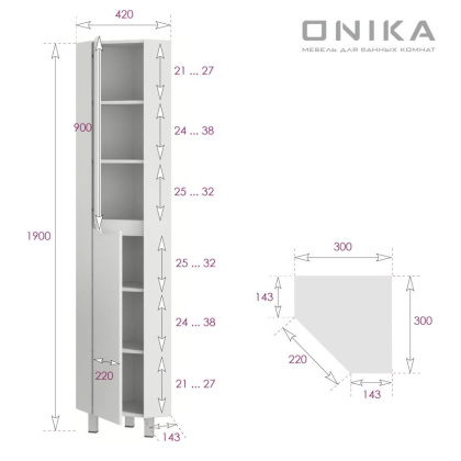 Пенал Onika Айленд 30 угловой, напольный, белый Пенал Onika Айленд 30 угловой, напольный, белый