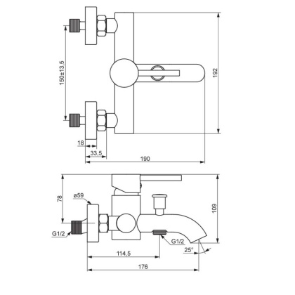 Смеситель для ванны Damixa Scandinavian Pure Soft 361000500 розовое золото