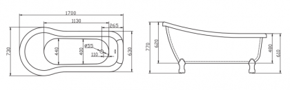 Акриловая ванна BELBAGNO BB20-1700
