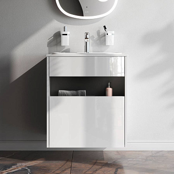 База под раковину универсальная с нишей и 1 ящиком, 70х60,8х49,2 см, белая, M8FFUX0601WG