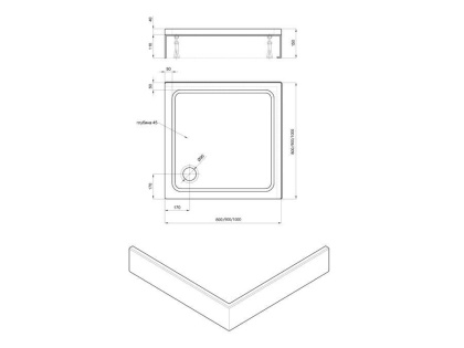 Душевой поддон Акватек 90х90 DPA-0000005