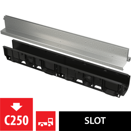 Щелевой дренажный канал с симметричной надставкой 100 мм, оцинкованная сталь 