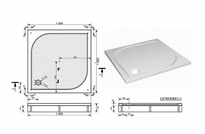 Душевой поддон из искусственного камня Эстет Гамма 100х100 ФР-00000957 Белый