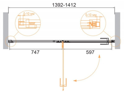BELLAGIO-B-12-140-C-BORO Душевая дверь