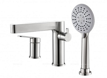 DELTA Смеситель на борт ванны с ручным выдвижным душем, нержавеющая сталь, исполнение сатин DEL-BVD3-IN