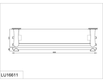 Полка стеклянная с бортиком RUSH Luson, 2х65х14 см, хром, LU16611