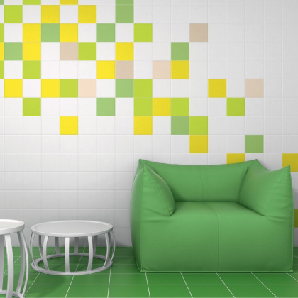 Плитка настенная 5055 Калейдоскоп белый глянцевый (20см*20см*6,9мм) (26шт/1,04м2), м2