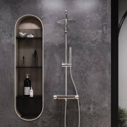 936750000 Scandinavian Pure душевая система с душевым ТМС смесителем полкой, Хром
