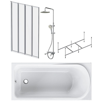 Акриловая ванна Like 150x70 с каркасом и шторкой на б/в W80BS-100-140CT + ДС Like F0780700 Акриловая ванна Like 150x70 с каркасом и шторкой на б/в W80BS-100-140CT + ДС Like F0780700