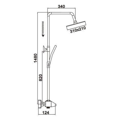Душевая система латунь черный R3736H
